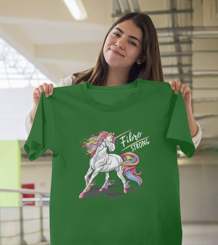 Fibro Unicorn Strong Rainbow Mane T-Shirt