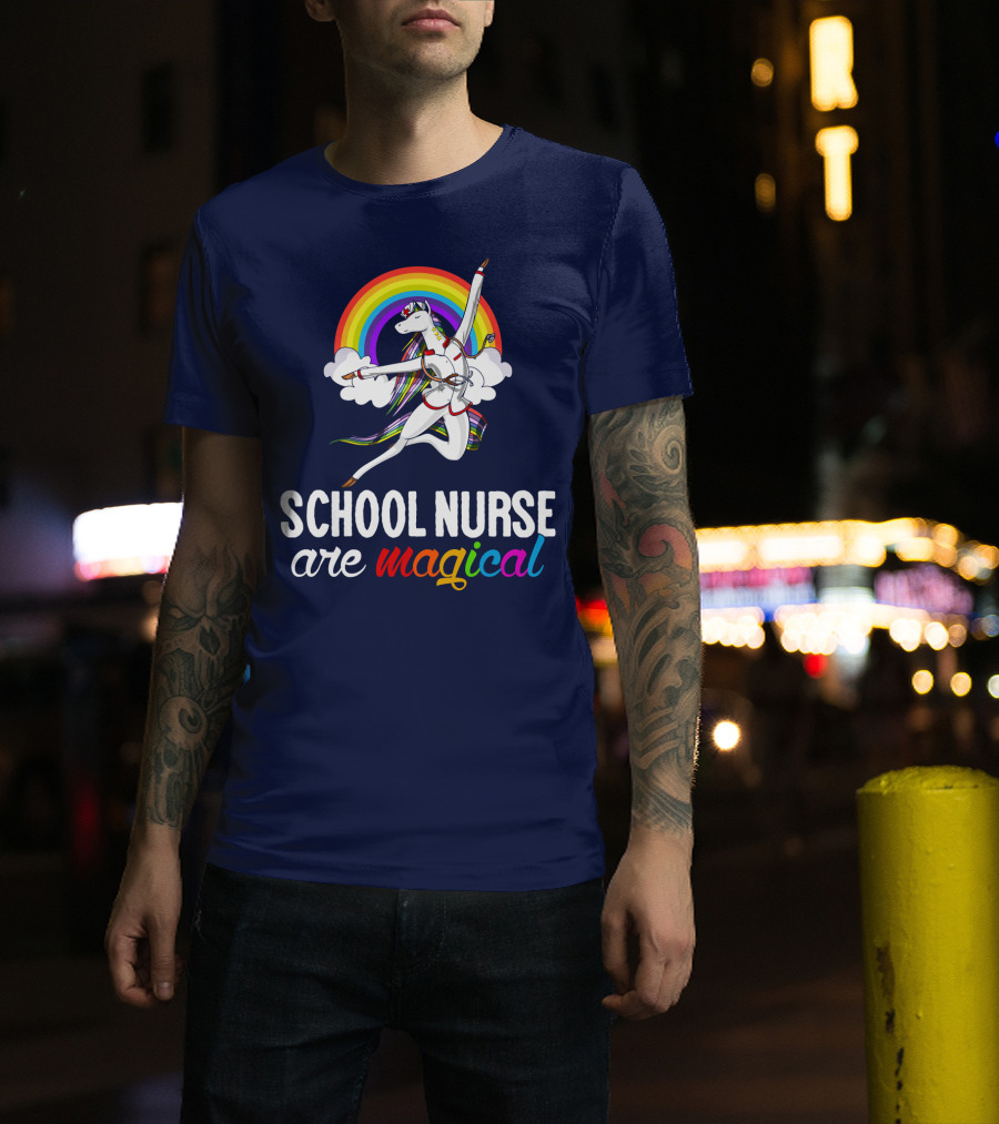School Nurse Are Magical Unicorn Rainbow T-Shirt