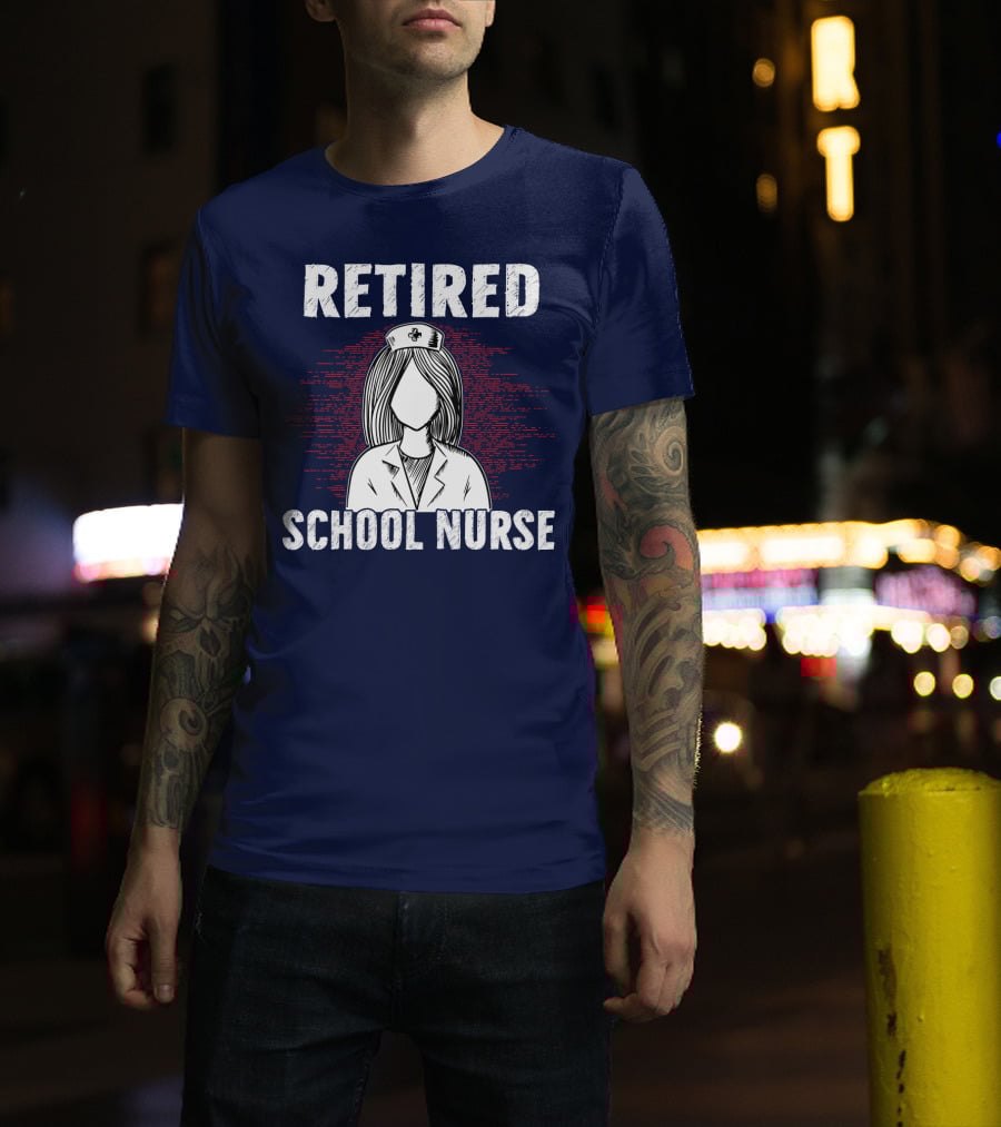 Retired School Nurse Vintage Nurse Figure With Hat T-Shirt