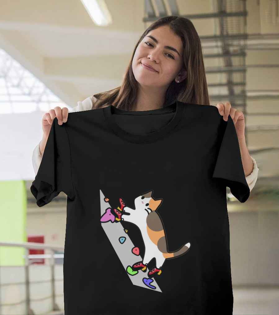 Pies de Gato Climbing Cat in Rock Shoes T-Shirt