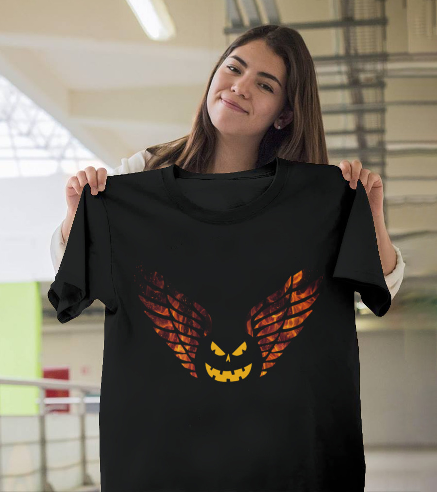 Halloween Pumpkin with Fiery Wings T-Shirt