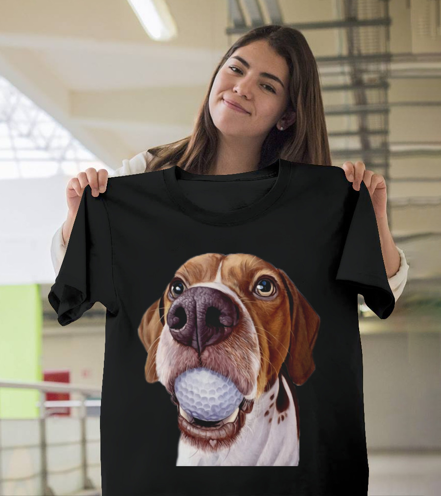 Dog Holding Golf Ball in Mouth T-Shirt