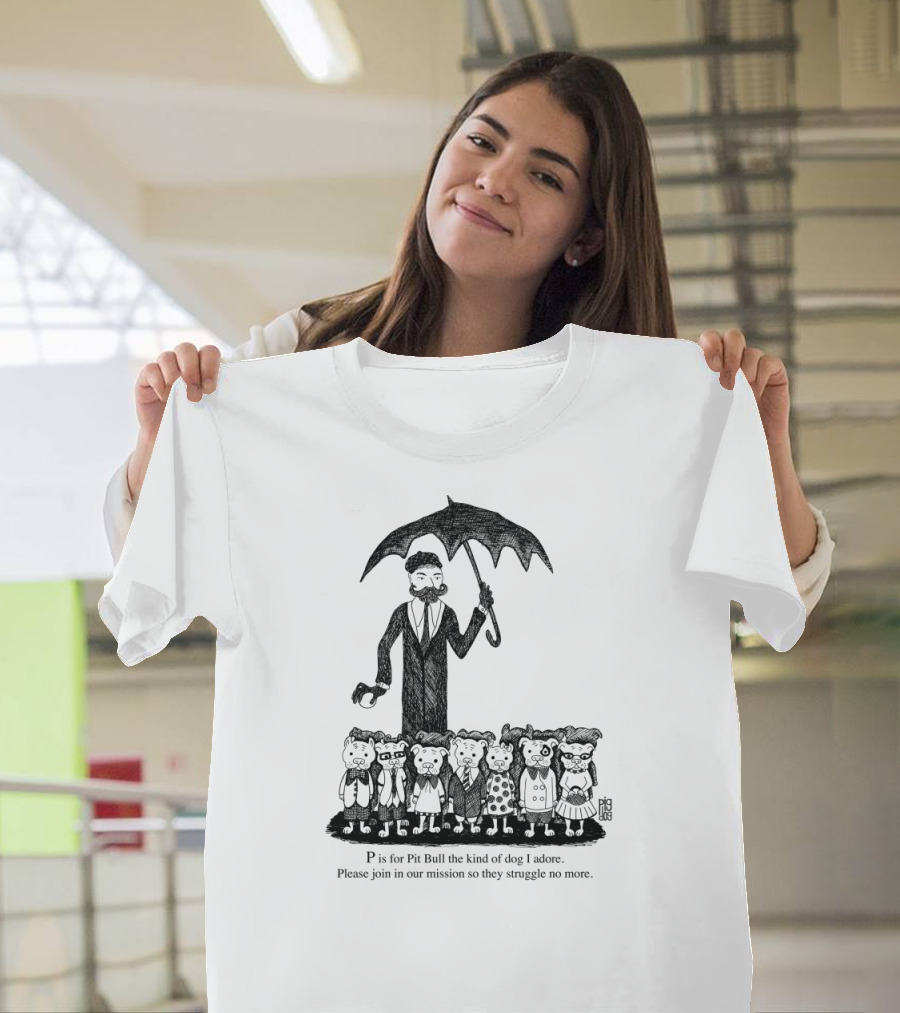 P is for Pit Bull Join Our Mission Gorey Homage T-Shirt