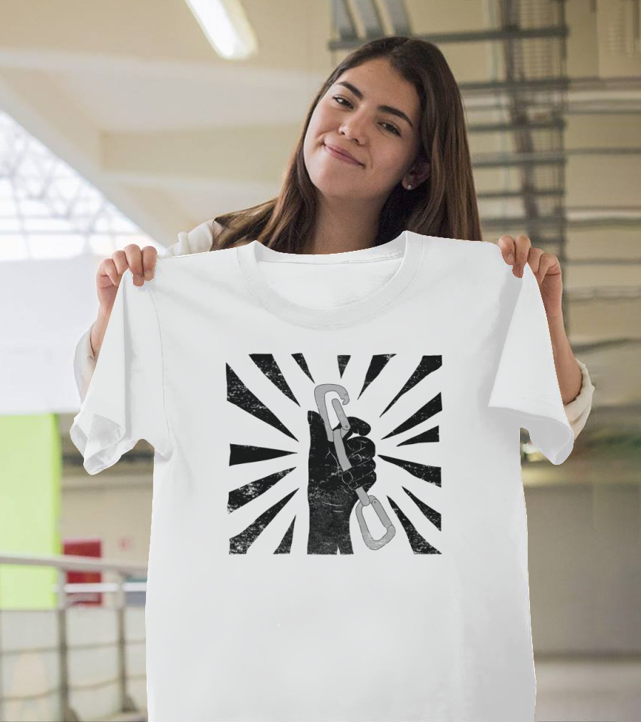 Empowered ClipDog Revolution Fist with Carabiner Rays T-Shirt