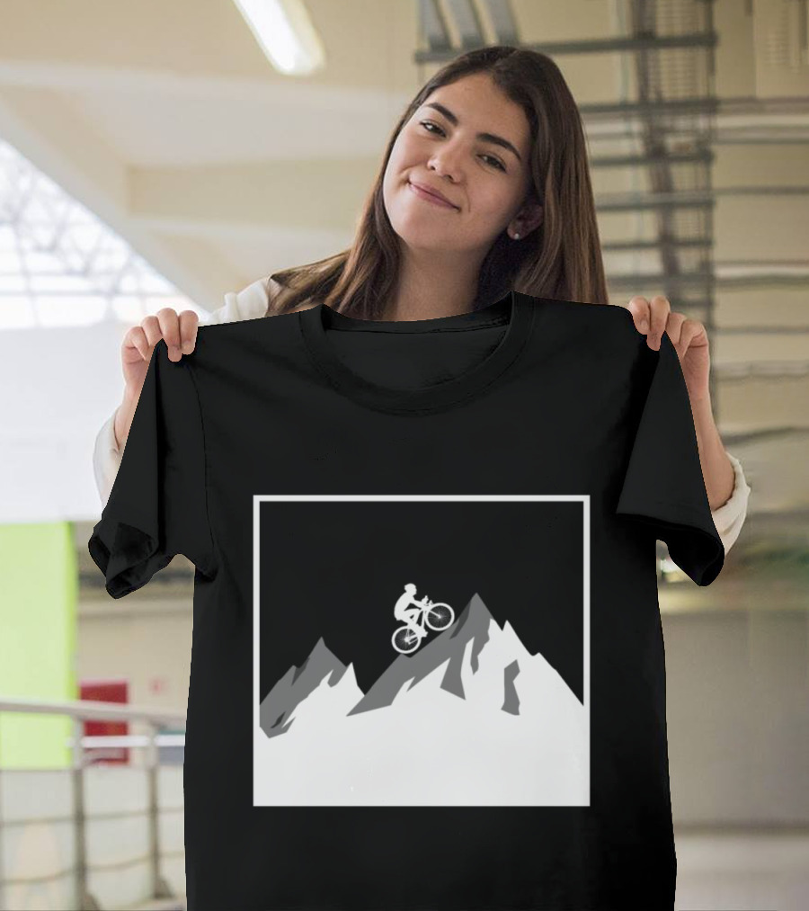 Biker in the Mountains Mountainbiker Iconic Mountain Silhouette Adventure T-Shirt
