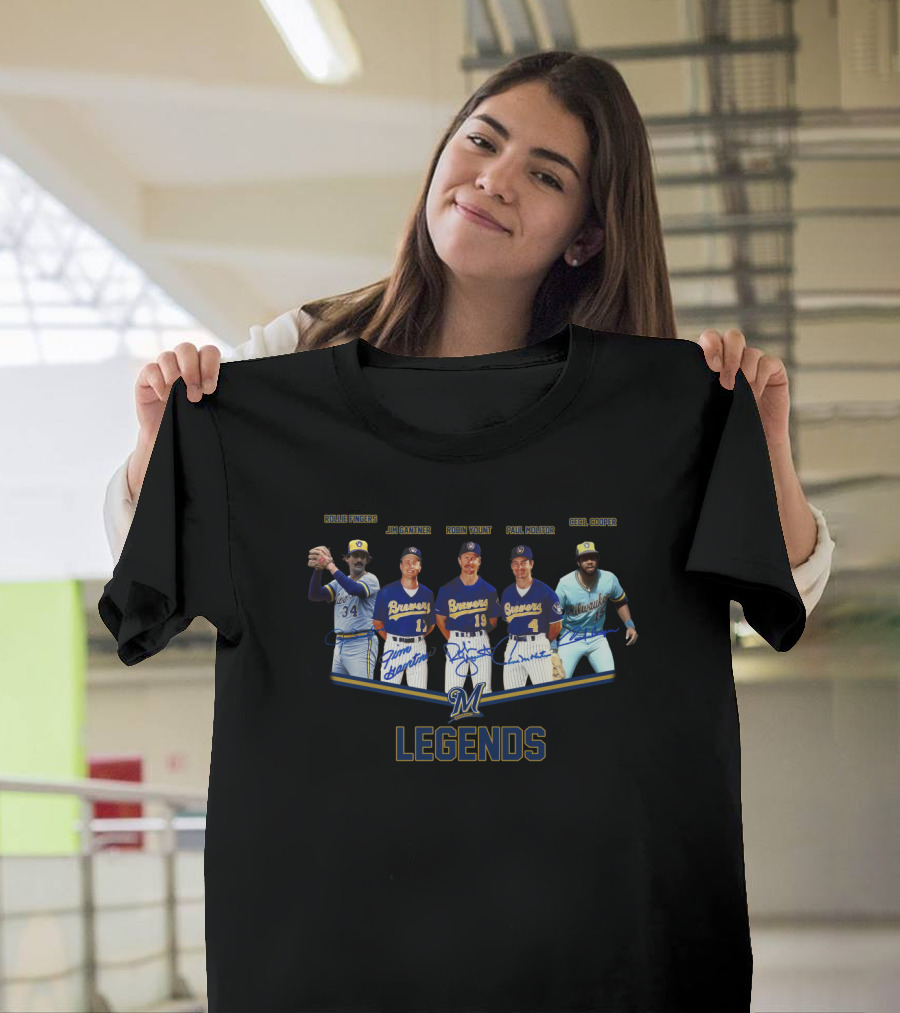 Milwaukee Brewers Legends Rollie Fingers Jim Gantner Robin Yount Paul Molitor Cecil Cooper T-Shirt