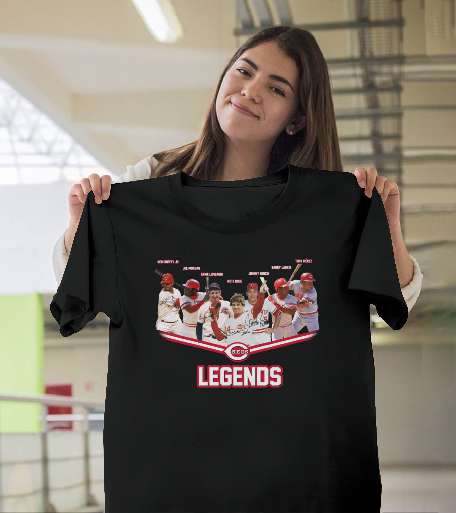 Reds Legends Ken Griffey Jr Joe Morgan Ernie Lombardi Pete Rose Johnny Bench Barry Larkin Tony PErez T-Shirt