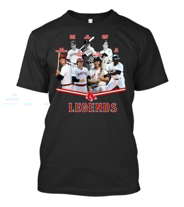 Boston Red Sox Legends Ted Williams Carl Yastrzemski Bobby Doerr Joe Cronin Johnny Pesky Carlton Fisk Jim Rice T-Shirt