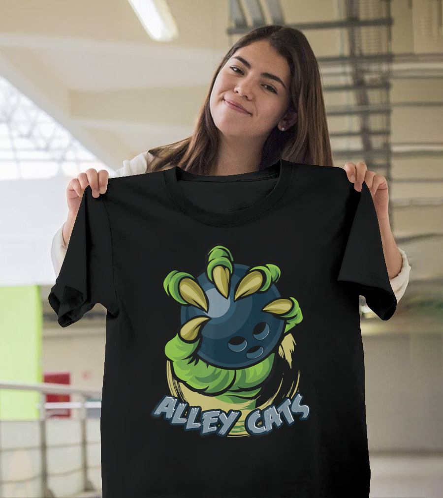 Alley Cats Bowling Team Monster Claw Bowler Ball T-Shirt