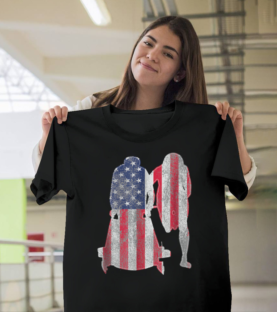 American Flag Bobsledding USA Team Stars and Stripes Focus T-Shirt