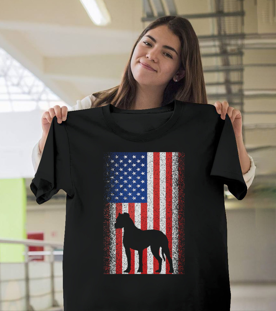 American Flag Boxer Dog Lovers Fourth of July T-Shirt