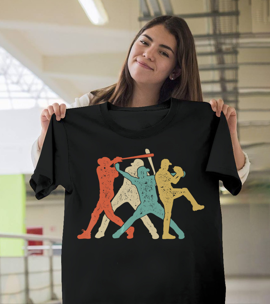 Vintage Baseball Batter Catcher Pitcher T-Shirt