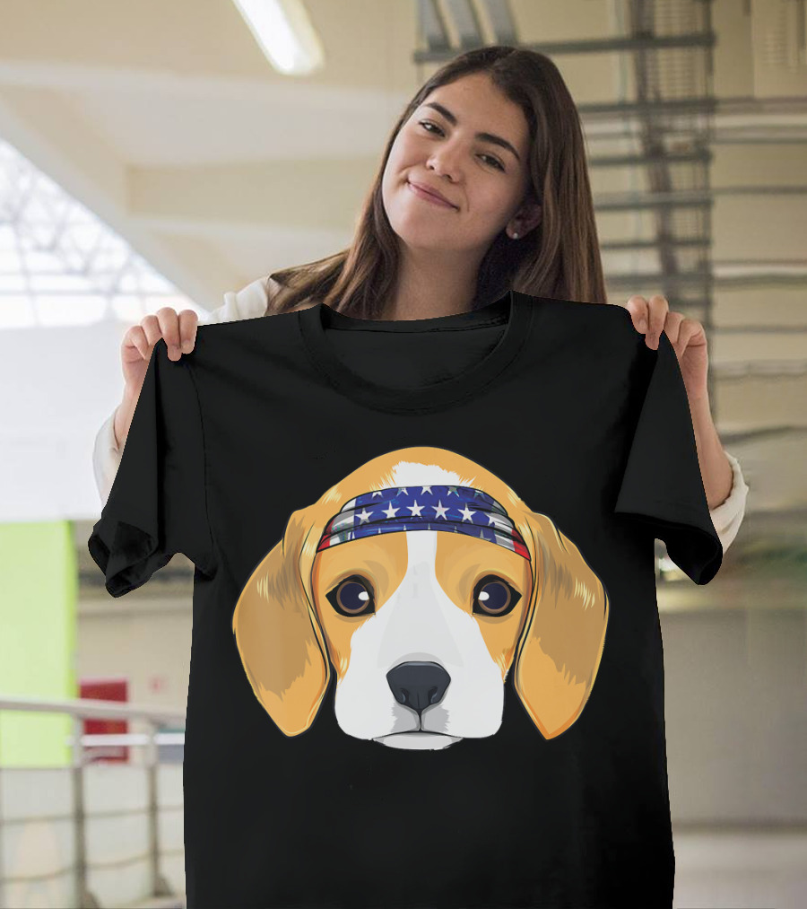 Beagle Dog American Flag Bandana T-Shirt