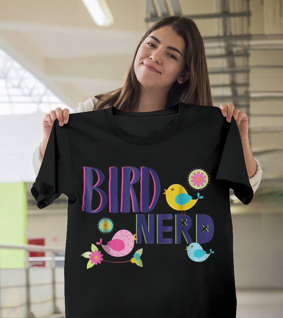 Bird Nerd Colorful Bird Watcher Bird with Cute Decorations T-Shirt