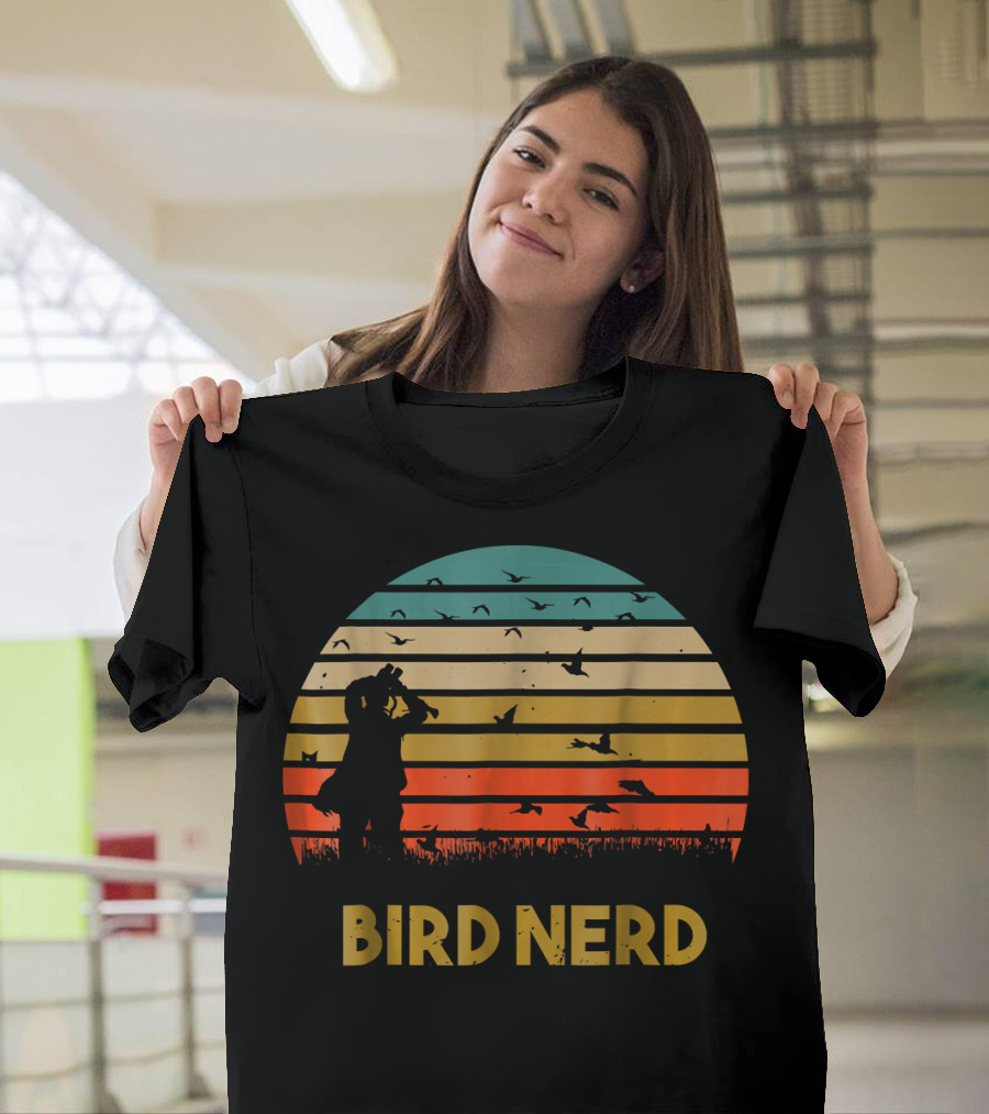 BIRD NERD Sunset Silhouette With Birds T-Shirt