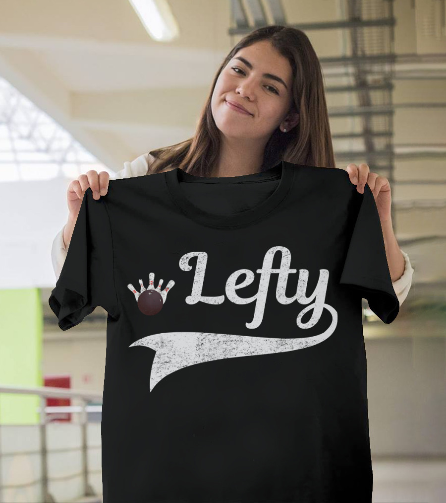 Lefty Bowling Ball and Pins T-Shirt