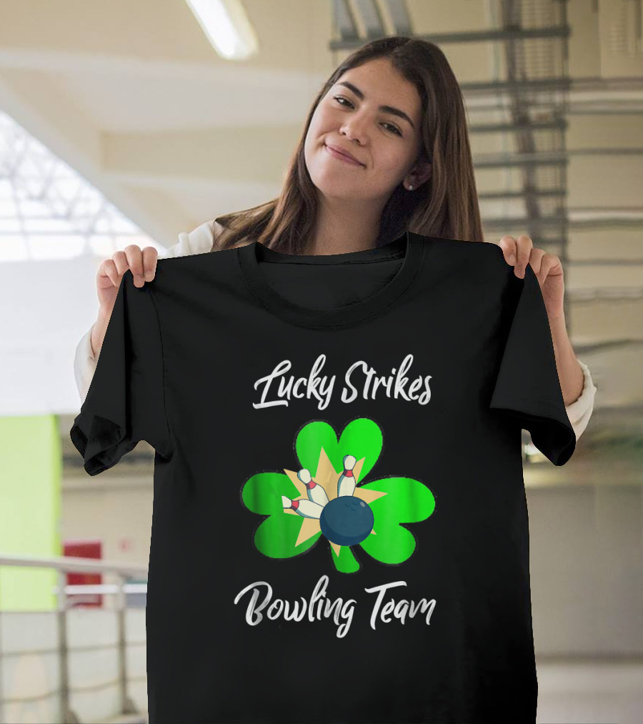 Lucky Strikes Bowling Team Shamrock Funny Bowling T-Shirt