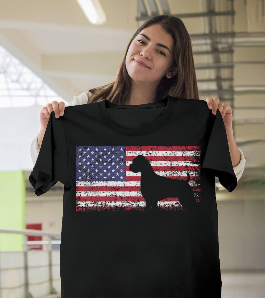 Boxer American Flag Silhouette I Love My Boxer T-Shirt