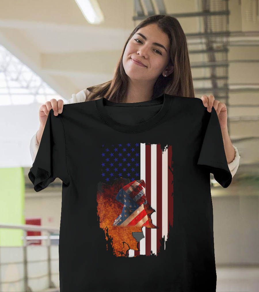 Boxer Dog USA Flag 4th of July Veterans Patriotic T-Shirt