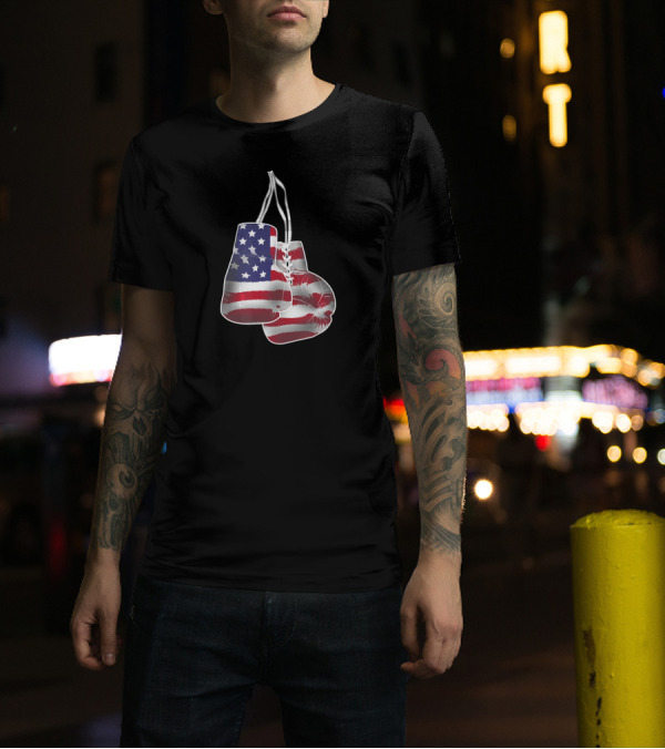 Vintage American Flag Boxing Gloves Patriotic T-Shirt