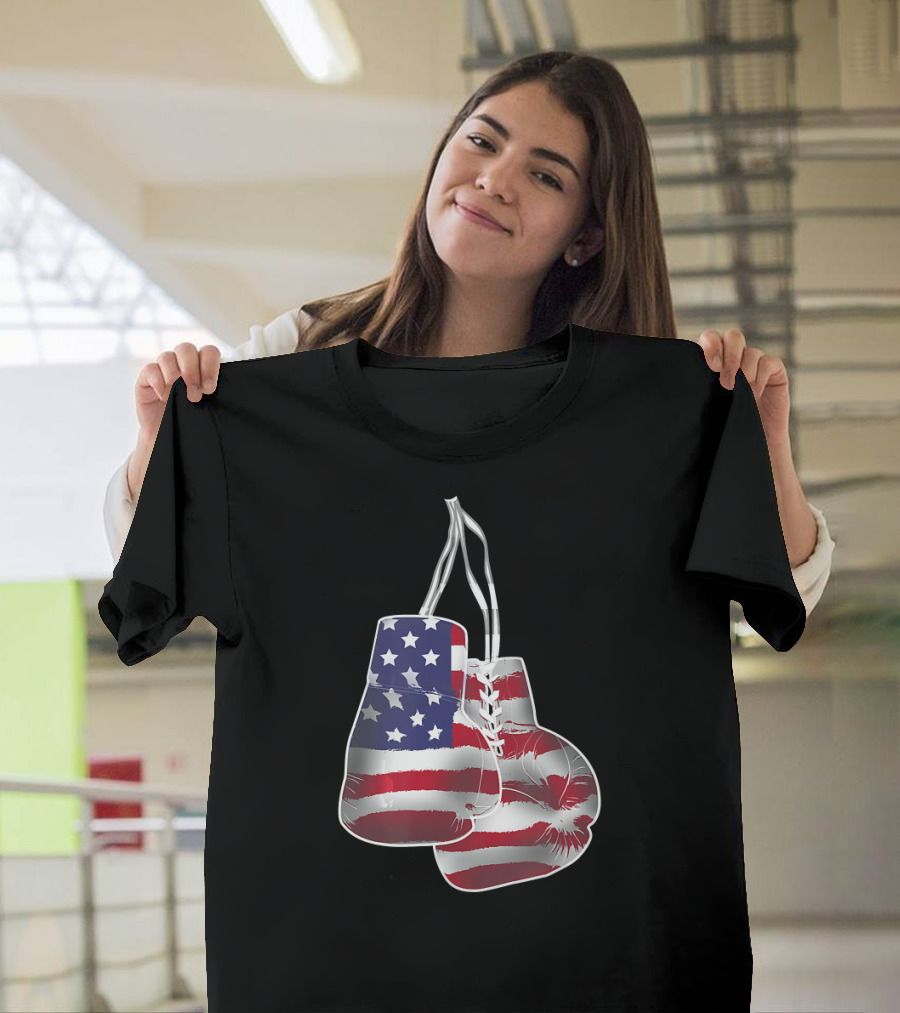 Vintage American Flag Boxing Gloves Patriotic T-Shirt