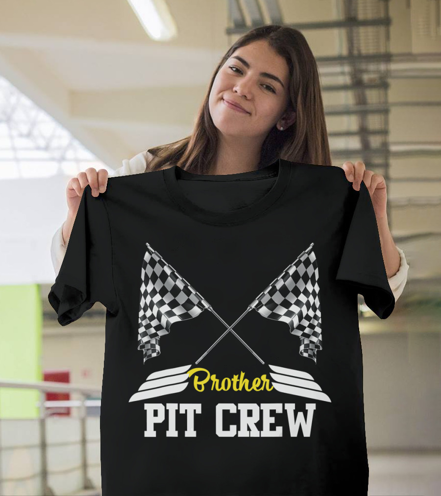 Brother Pit Crew Checkered Flags Car Racing T-Shirt