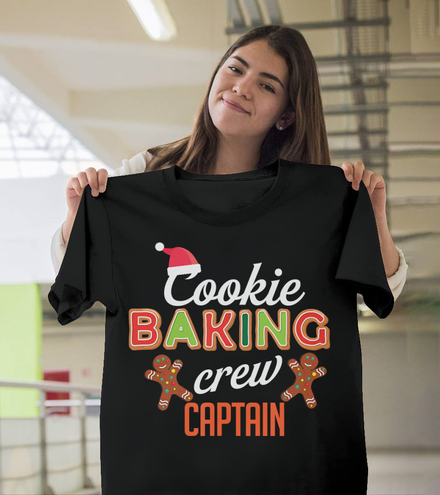 Cookie Baking Crew Captain Gingerbread Holiday Santa Hat T-Shirt