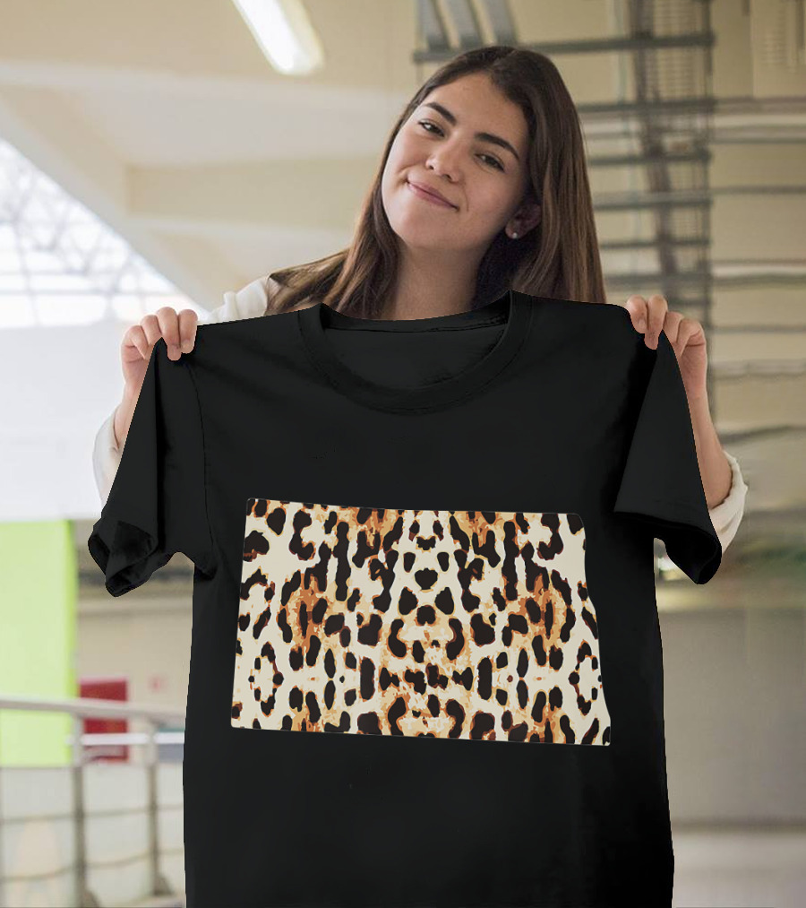North Dakota State Leopard Cheetah Pattern Cool Home T-Shirt