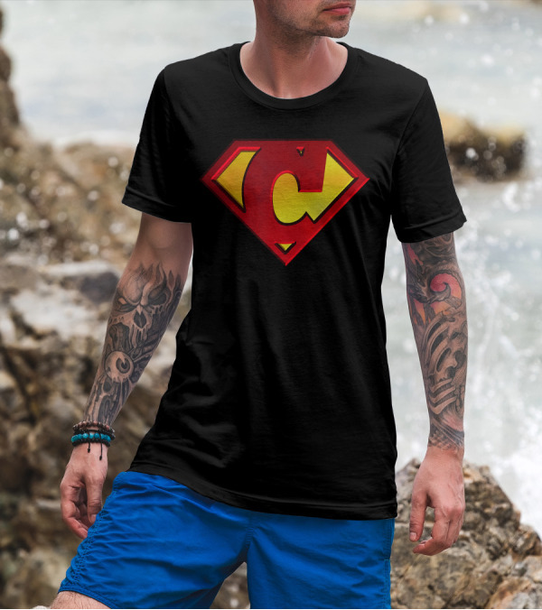 Funny Super Hero Shield Letter C T-Shirt