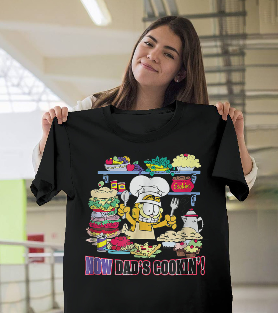 NOW DAD'S COOKIN' Garfield Chef Feast Pies Cookies Burgers T-Shirt