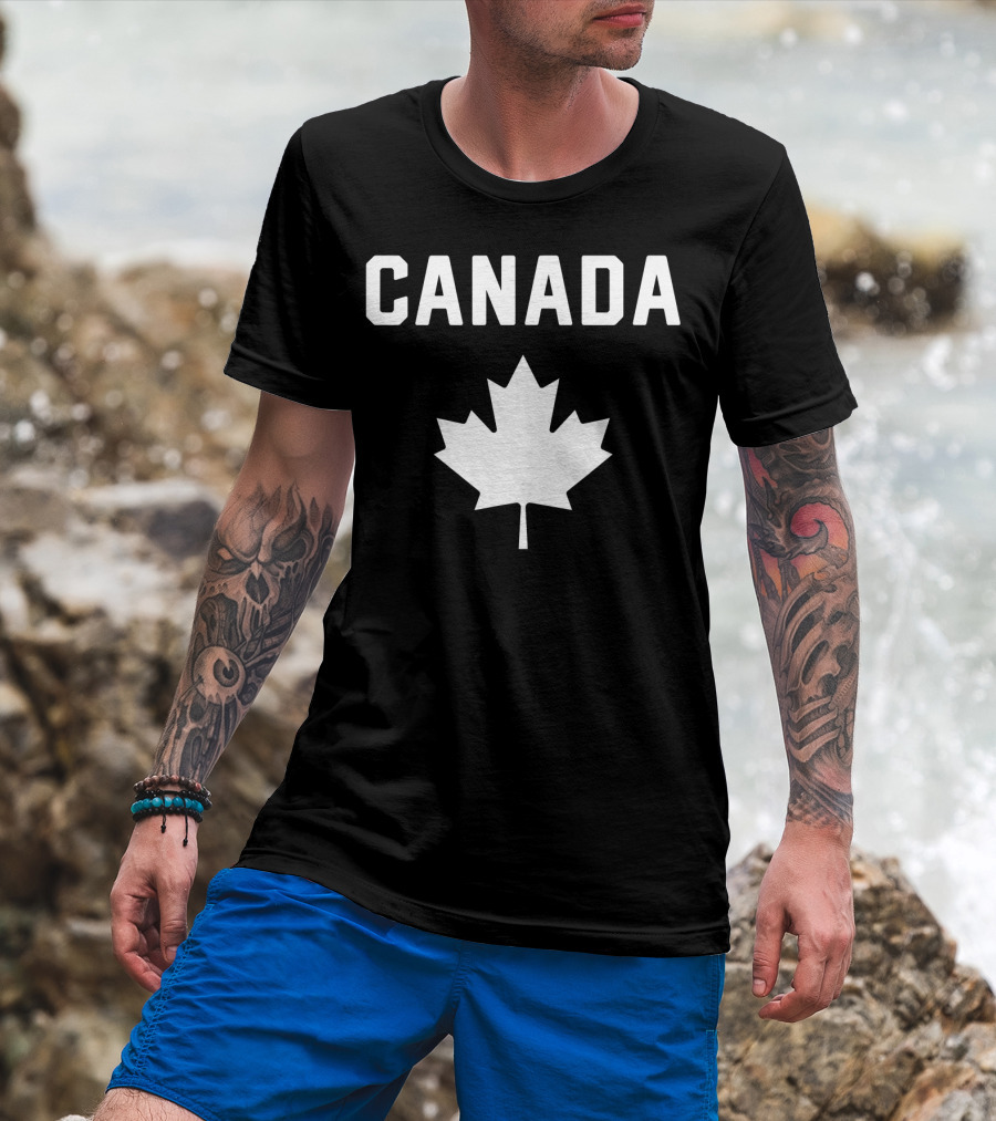CANADA Minimalist Canadian Flag Maple Leaf T-Shirt