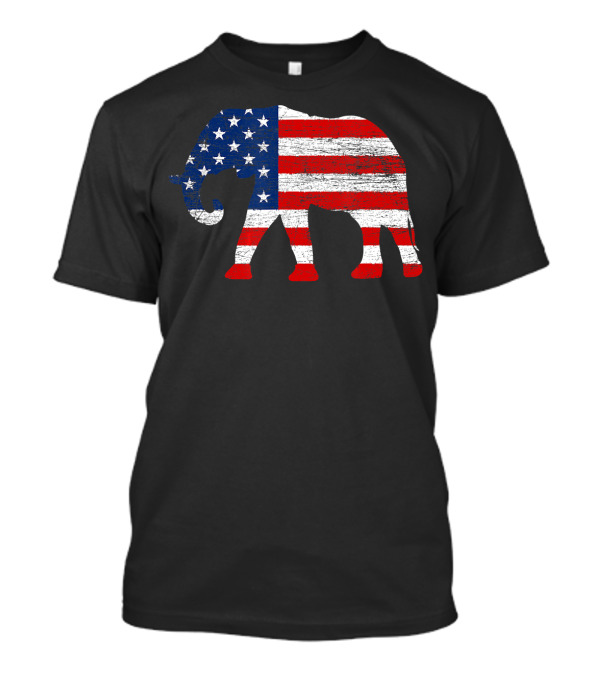 4th Of July American Flag Elephant T-Shirt