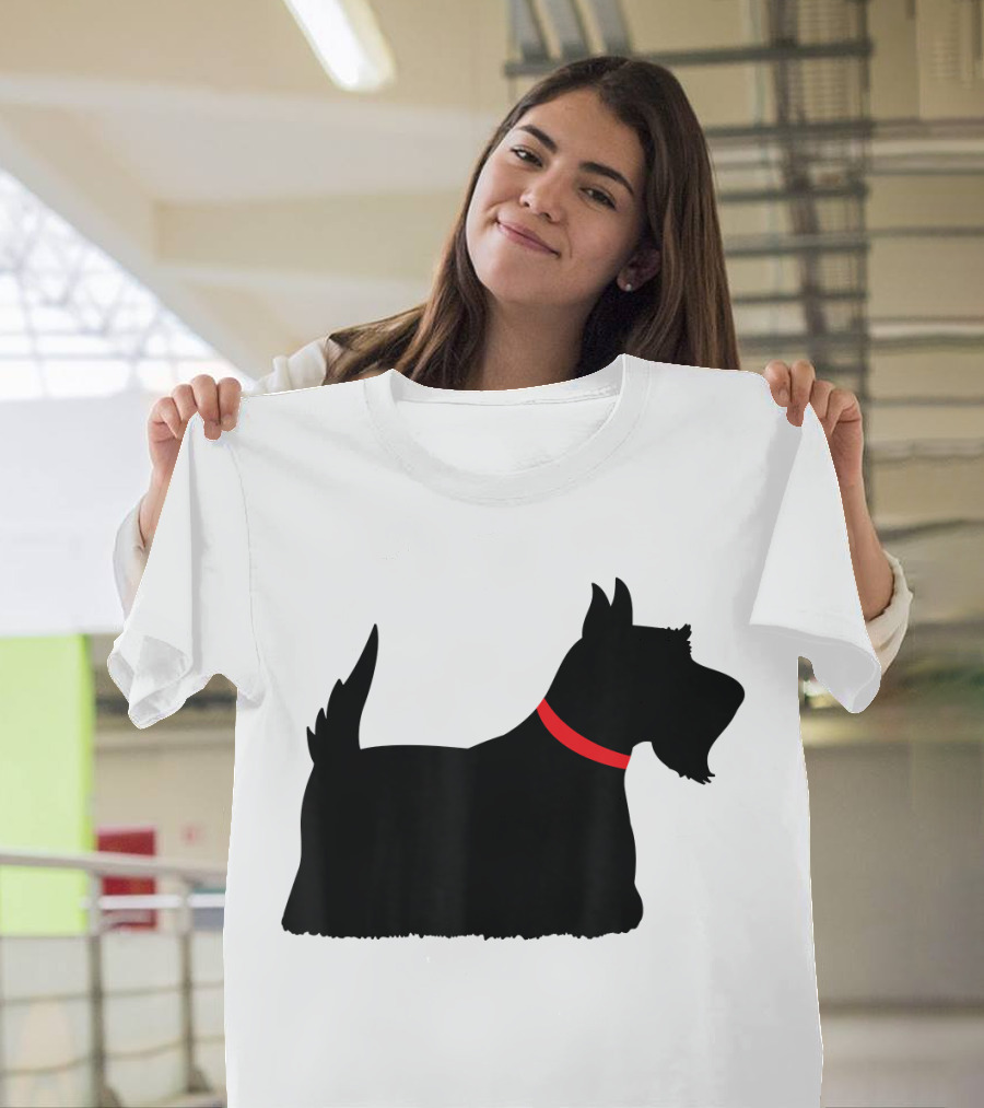 Black Scottish Terrier with Red Collar Sco Iconic T-Shirt
