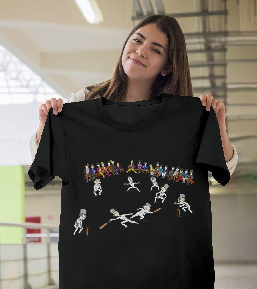 Cricket Game Vintage Players and Audience Scene T-Shirt
