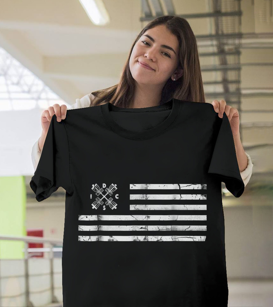 Disc Golf Basket Frisbee USA Flag T-Shirt