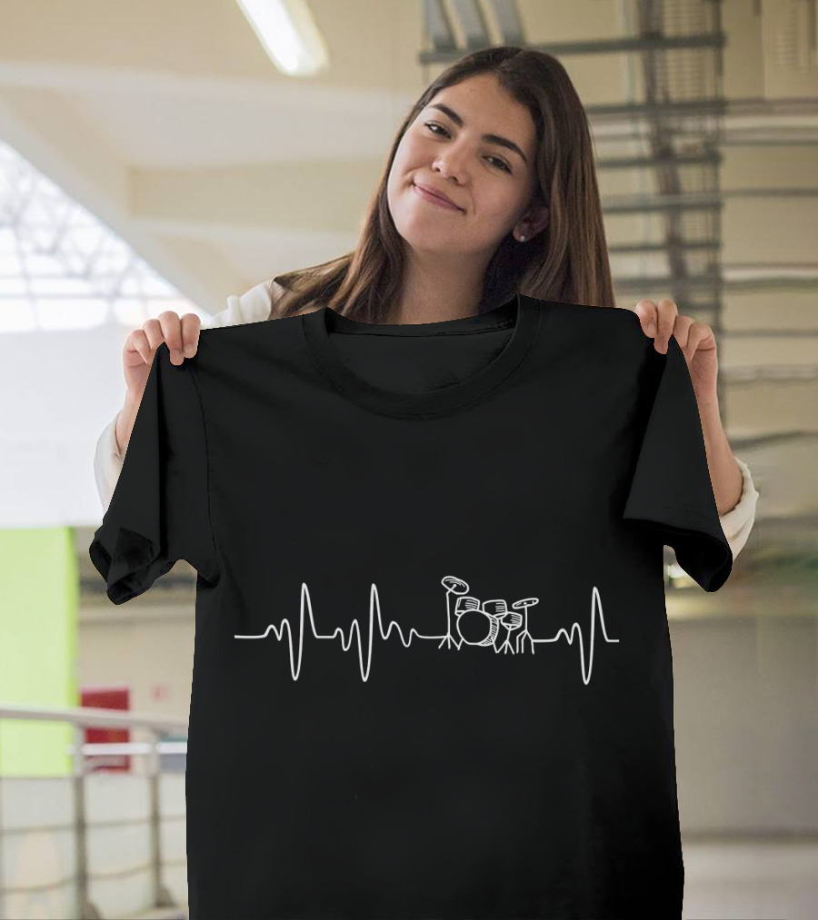 Heartbeat Drumsticks Drummer Drum Kit Rhythm T-Shirt