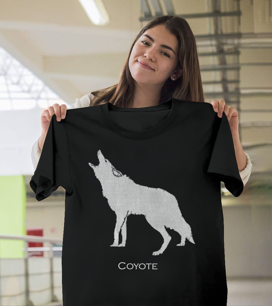 Howling Coyote Silhouette Drawing Wildlife Coyote T-Shirt