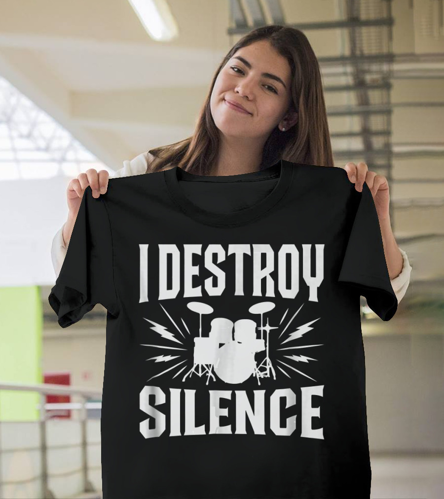 I Destroy Silence Marching Band Drumline Percussion Thunderbolt Drums T-Shirt