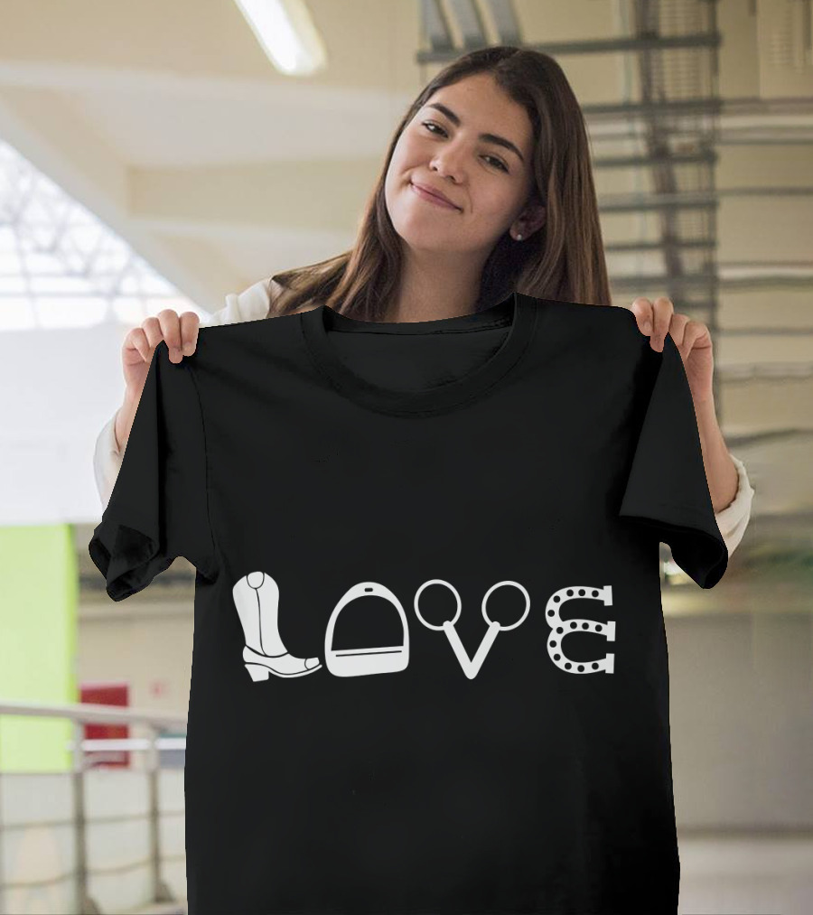 Horseback Riding Gear Love Symbols Horse Lover T-Shirt