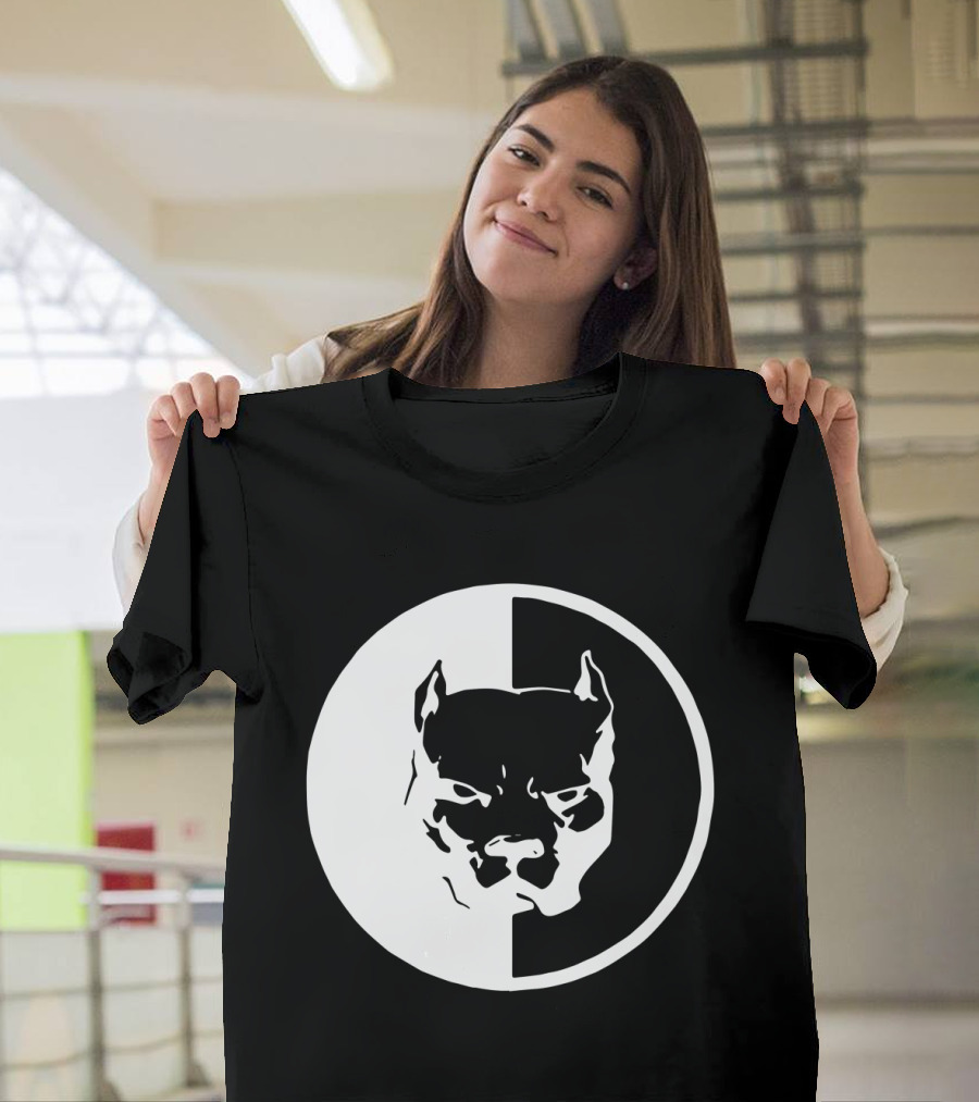 PitBull Dog Black and White Yin Yang Emblem T-Shirt