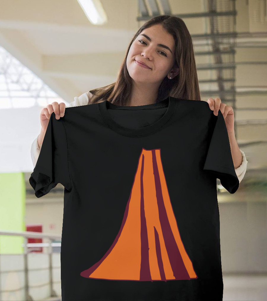 Volcano Mountains Hill Nature Graphic Abstract Orange Black T-Shirt