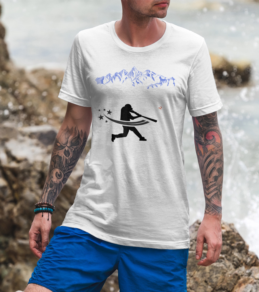 Colorado Rocky Mountain Baseball Silhouette And Stars T-Shirt