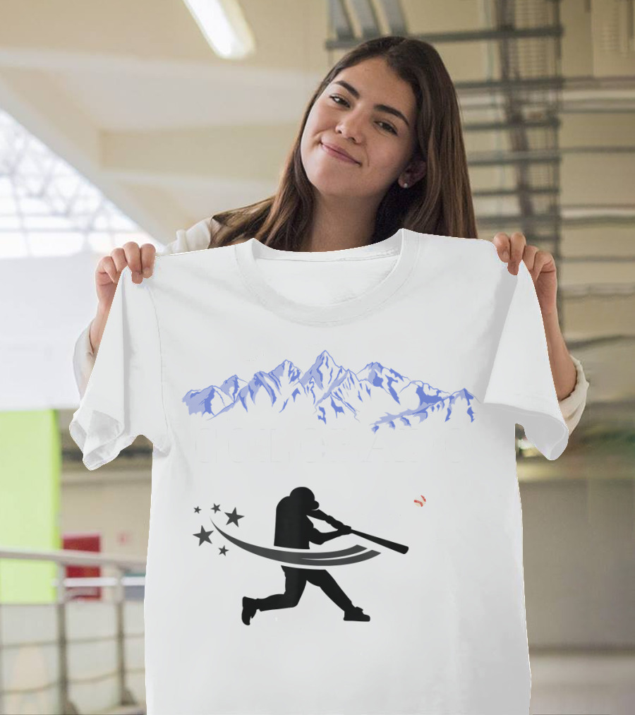 Colorado Rocky Mountain Baseball Silhouette And Stars T-Shirt