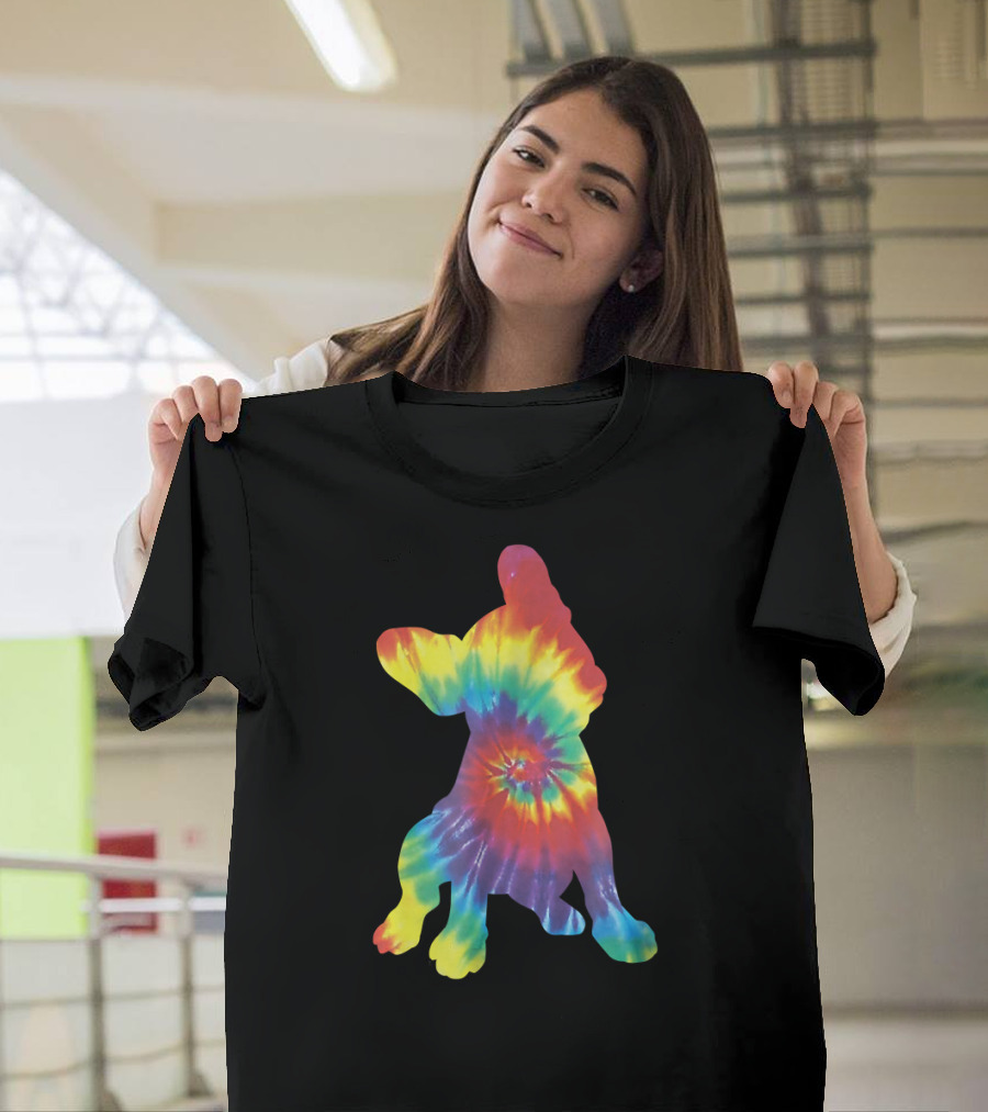 Colorful Hippie Tie Dye French Bulldog Rainbow T-Shirt