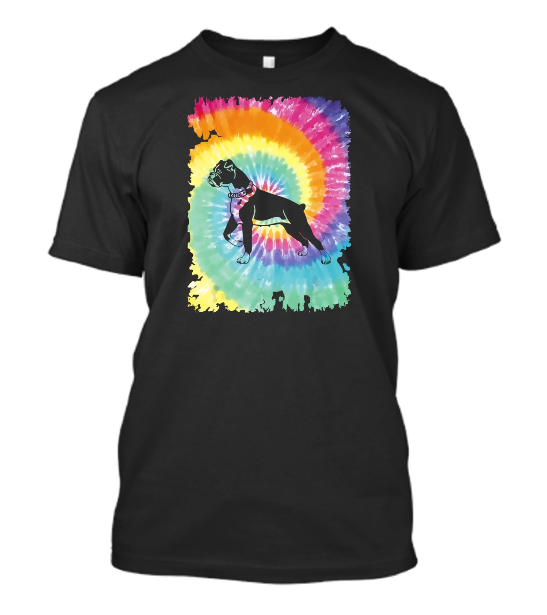 Colorful Tie Dye Boxer With Family Rainbow Spiral T-Shirt