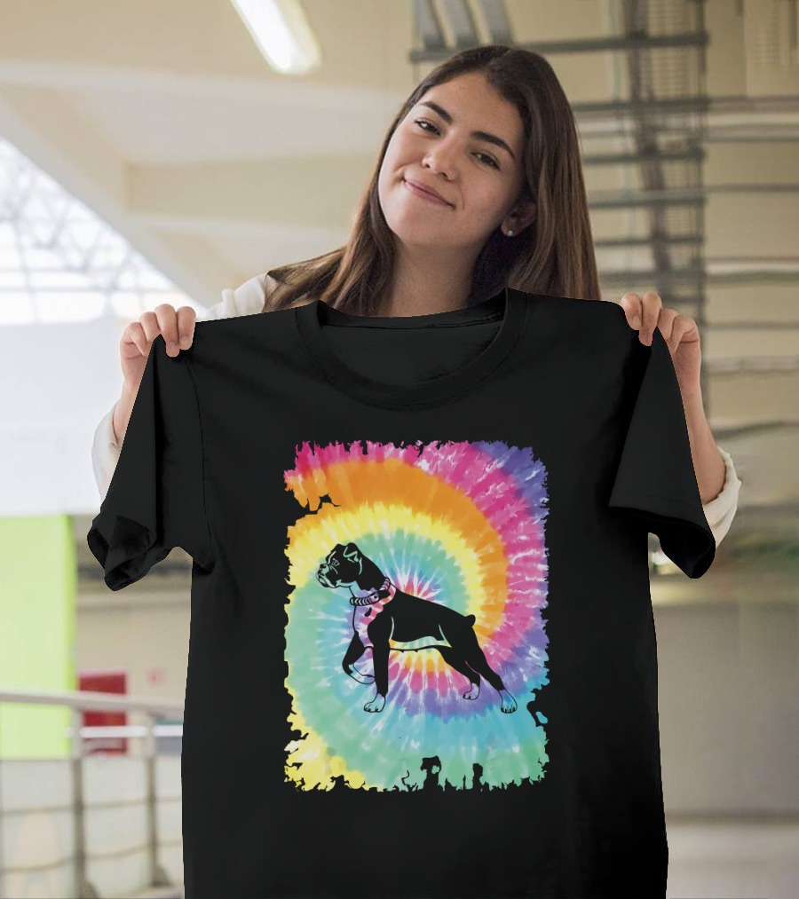 Colorful Tie Dye Boxer with Family Rainbow Spiral T-Shirt
