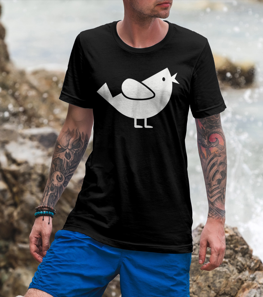 Comic Bird Black And White Minimalist T-Shirt