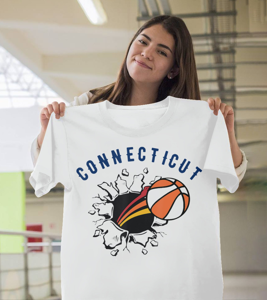 Connecticut Basketball Burst Design with Basketball T-Shirt