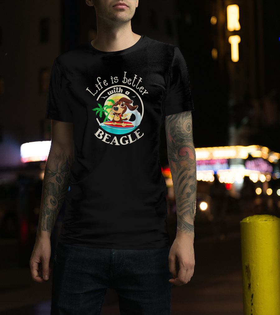 Life Is Better With A Beagle Surfing Adventure T-Shirt