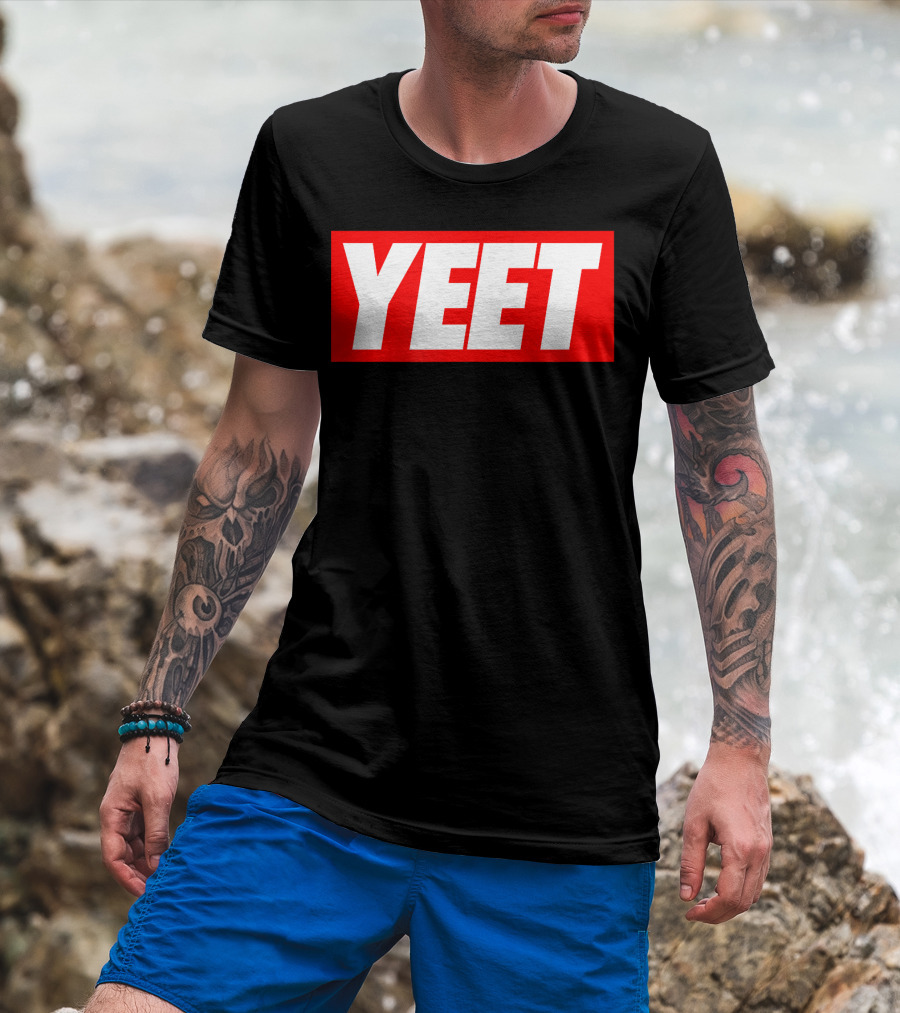 Yeet Basketball Red Bold Typography T-Shirt